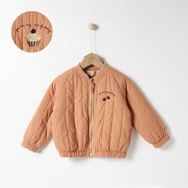 Mini Fashion™ - Vinterjakke i Bomuld med Broderi