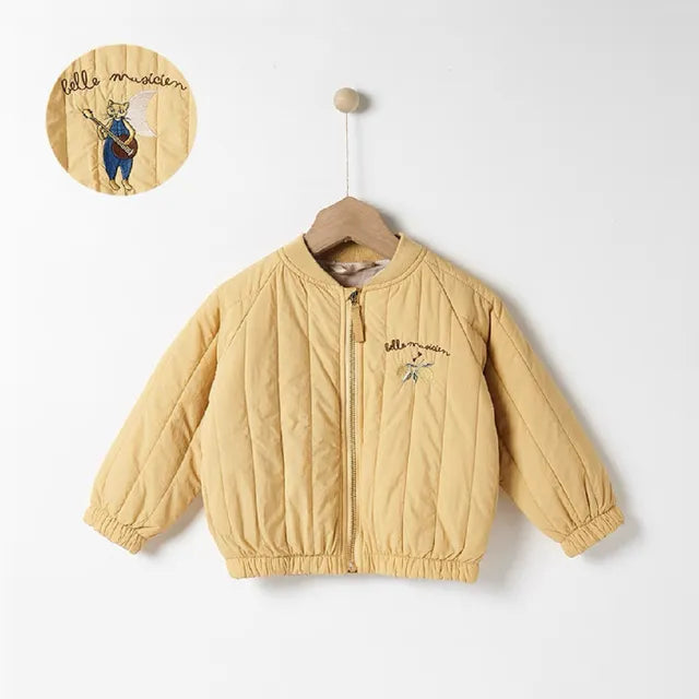 Mini Fashion™ - Vinterjakke i Bomuld med Broderi