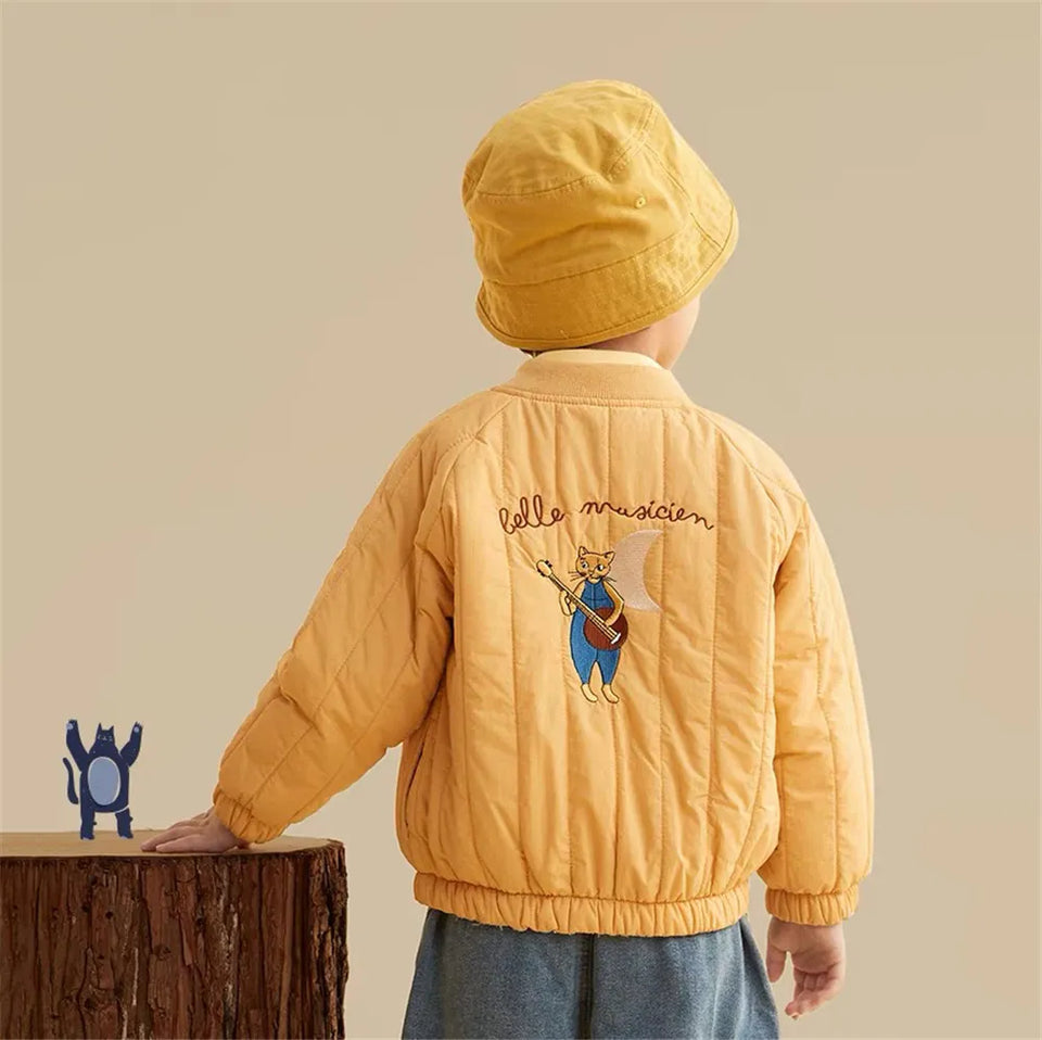 Mini Fashion™ - Vinterjakke i Bomuld med Broderi
