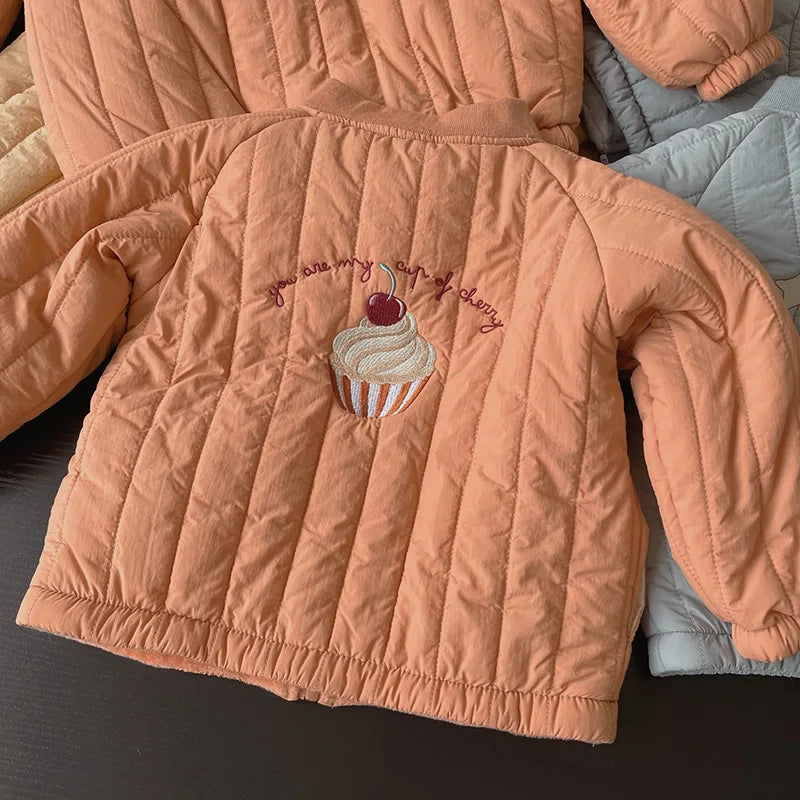 Mini Fashion™ - Vinterjakke i Bomuld med Broderi