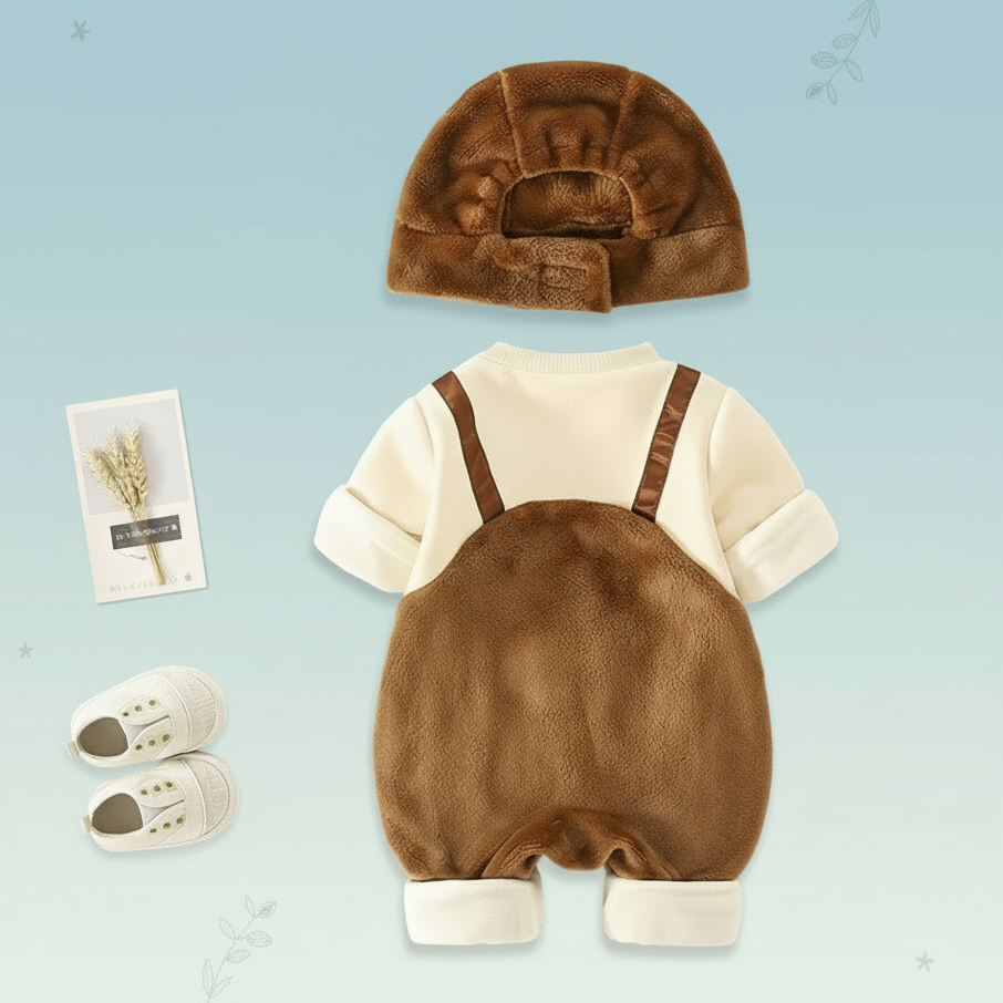 MiniSnow – Kuschelig & schützend – Plüsch-Strampler & Mütze