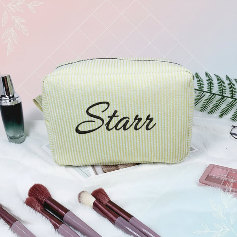 Striped Name Pouch – Individuell & stilvoll – Kosmetiktasche