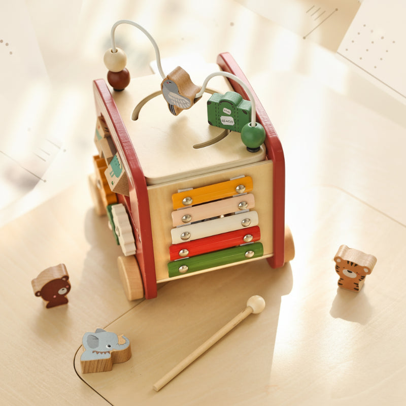 BusyRide – Lehrreich & vielseitig – Montessori-Aktivitätenbus aus Holz