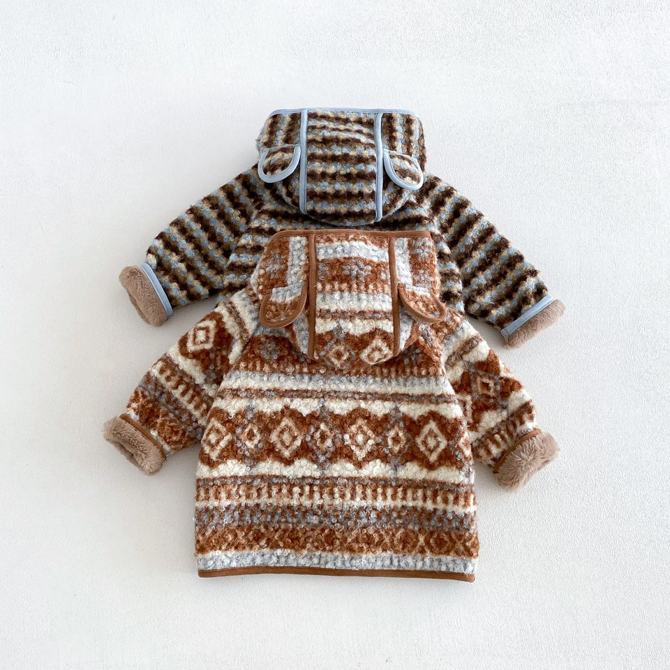 LittleWarm – Gemütlich & stilvoll – Wintermantel mit Fair-Isle-Muster