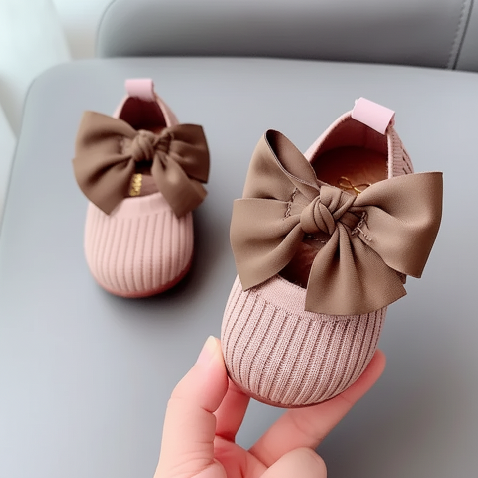SweetBow – Niedlich & praktisch – Gestrickte Babyschuhe mit Schmetterlingsschleife