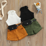 MiniFashionista – Elegant & Trends – Mädchen-Set mit Top, Shorts und Gürteltasche