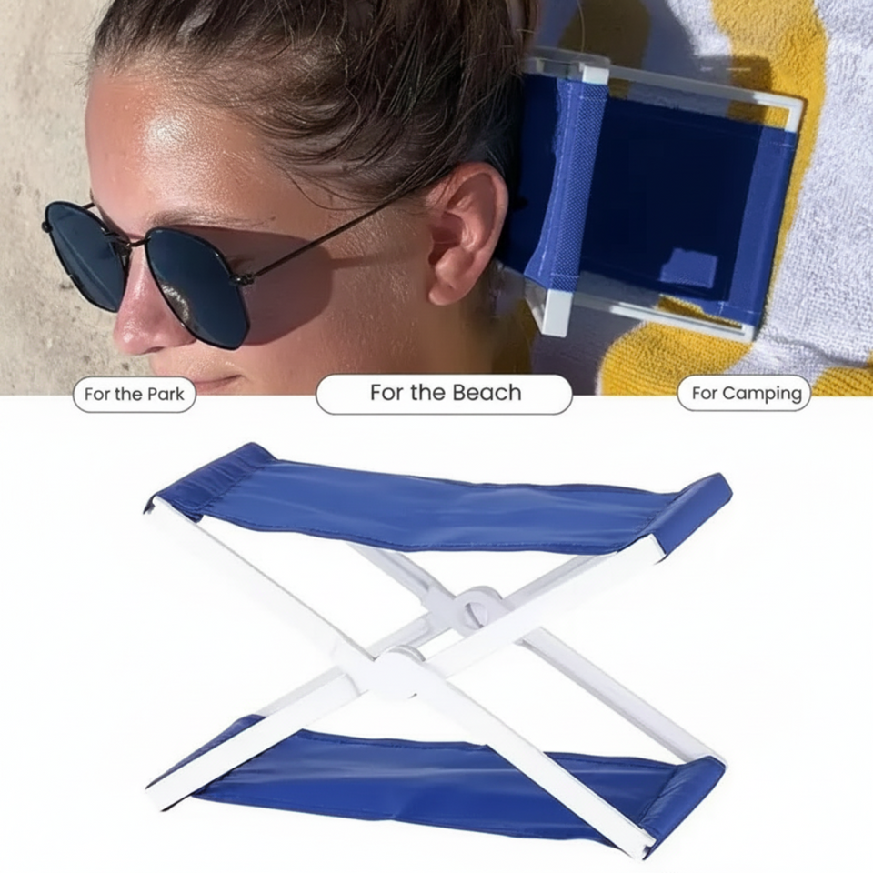 BeachNap – Tragbar & leicht – Zusammenklappbare Kopfstütze für Strand und Park