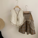 TinyTrends – Boho-Chic & Niedlich – Gehäkeltes Oberteil mit kariertem Rock