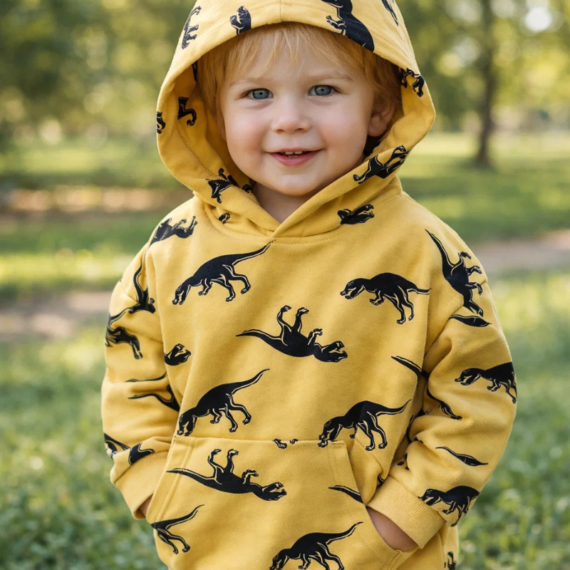 DinoStyle – Warm & atmungsaktiv – Hoodie mit Triceratops-Print