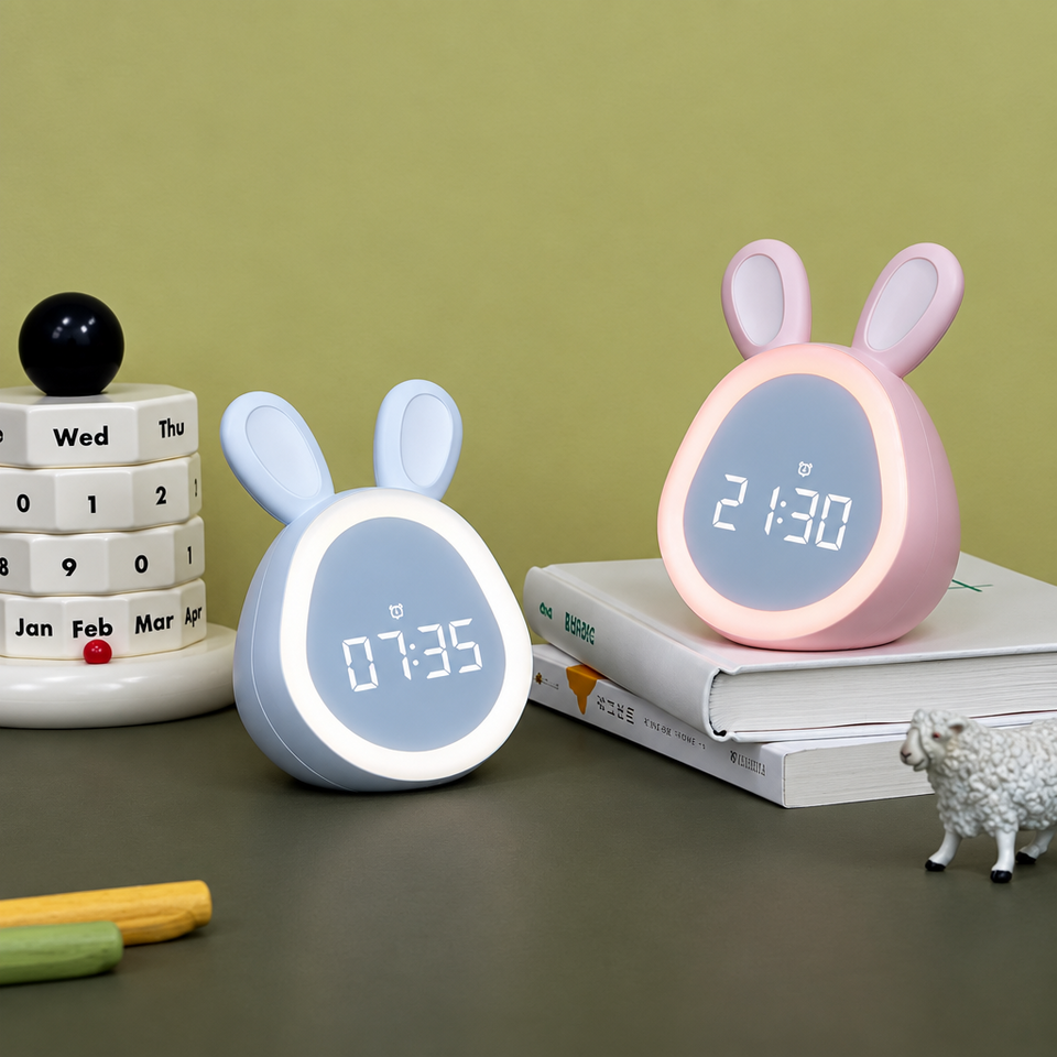 BunnyGlow – Niedlich & praktisch – Digitaler Kinderwecker mit Nachtlicht
