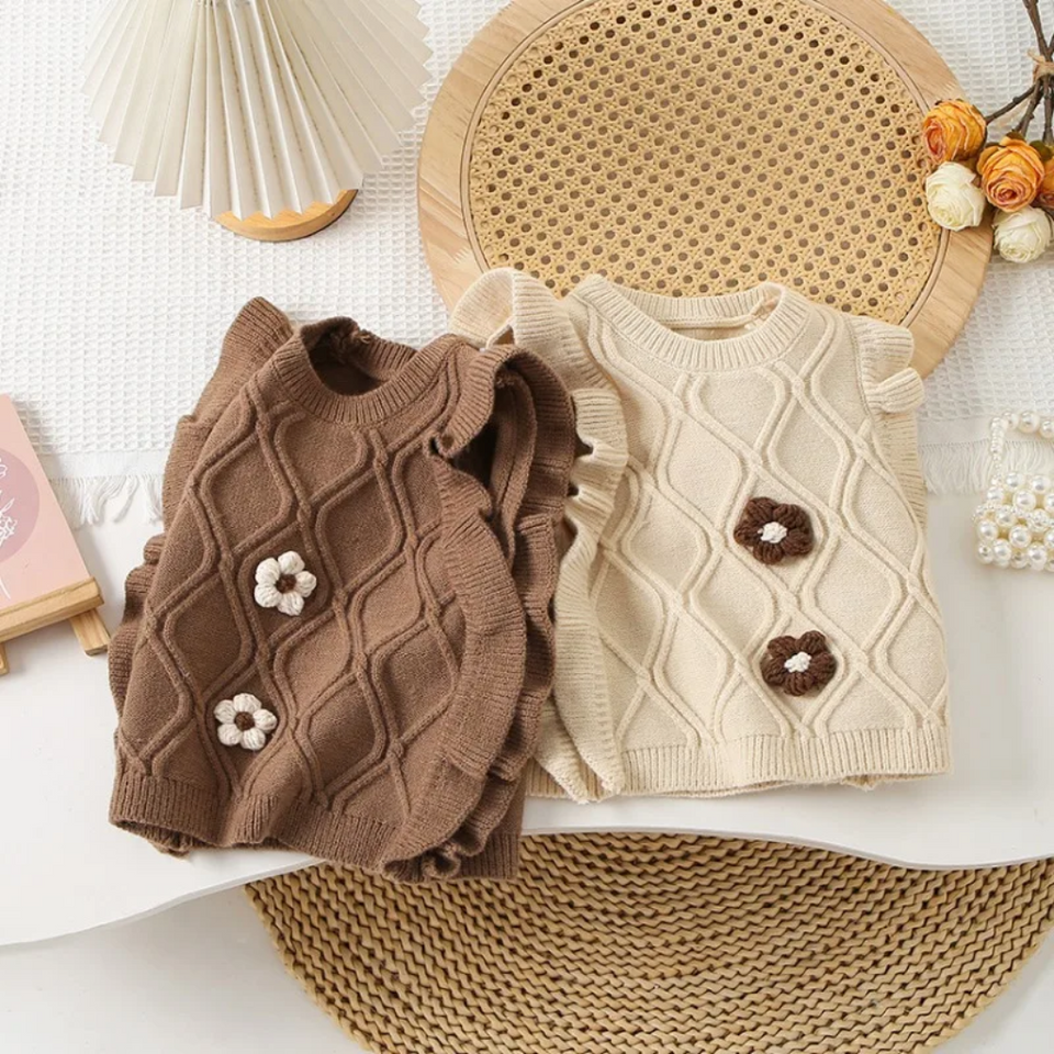 LittlePetal – Süß & bequem – Ärmellose Mädchenweste mit Blumenmuster