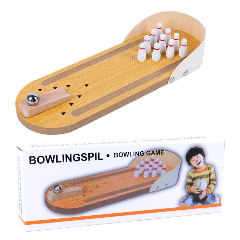 MiniStrike – Gemütlich & interaktiv – Bowling-Spiel auf einem Holztisch