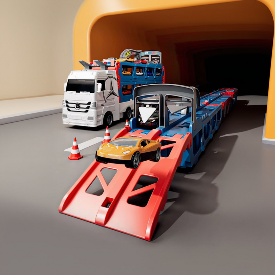 CarHauler – Verspielt & abenteuerlich – Autotransporter-Spielset mit Rennwagen