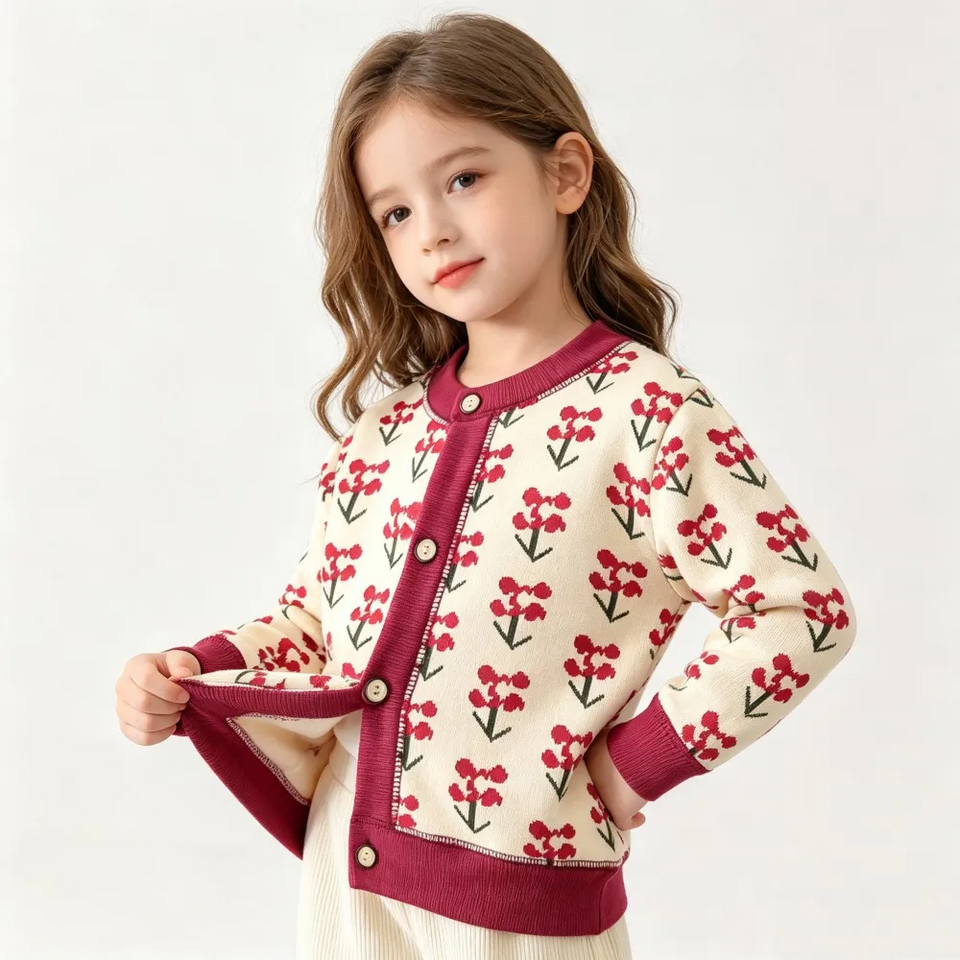 CozyCardi – Weich & warm – Gestrickte Strickjacke mit niedlichen Motiven