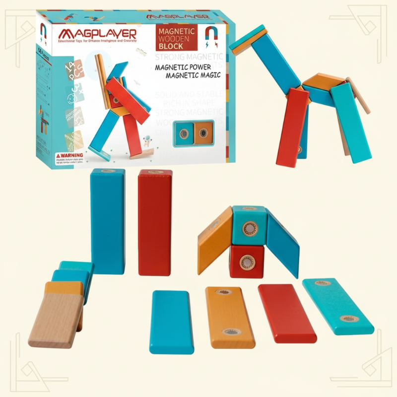 MagPlayer – Kreativ & Motorik – DIY Magnetische Holzbauklötze