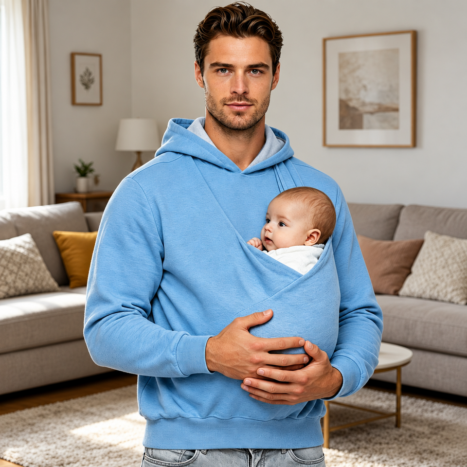 CuddleDad – Bequem & praktisch – Herren-Hoodie mit Baby-Tasche