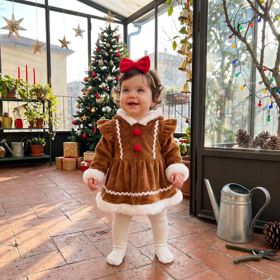 LittleGinger – Warm & festlich – Baby-Weihnachts-Strampler mit Haarband