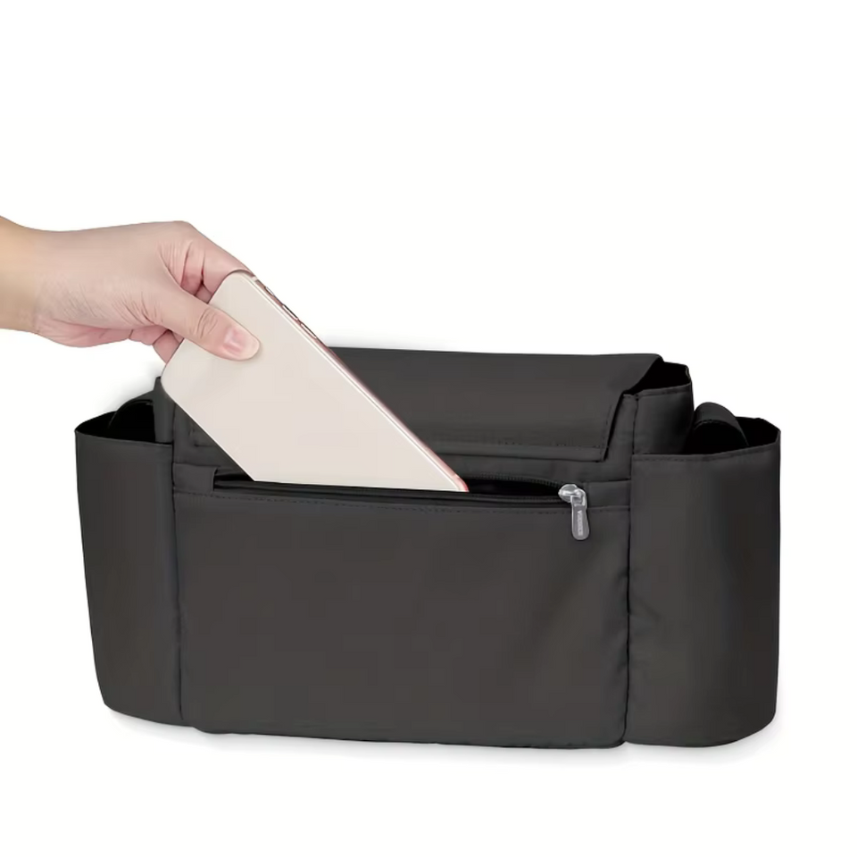 ToddlerOrganizer – Vandafvisende og rummelig – Barnevognsorganizer med flaskeholdere