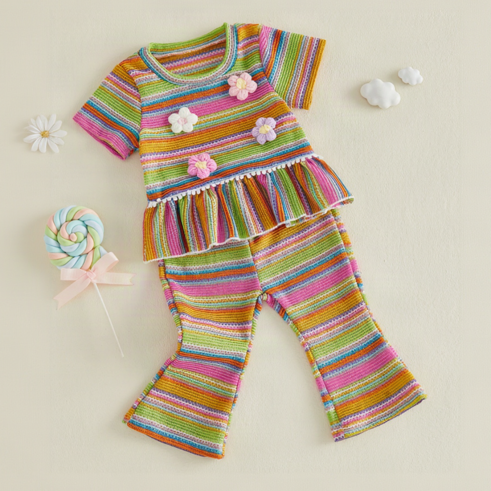 RainbowBloom – Farbenfroh & niedlich – Kinderoutfit „Flower Power“