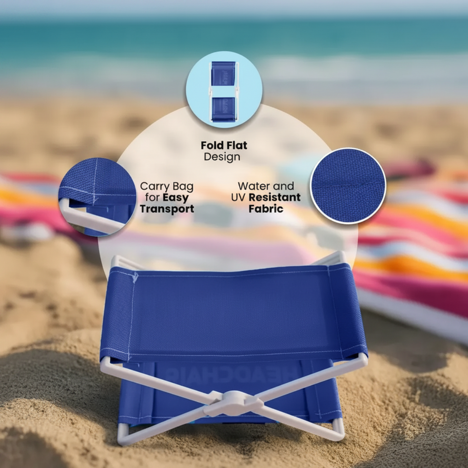 BeachNap – Tragbar & leicht – Zusammenklappbare Kopfstütze für Strand und Park