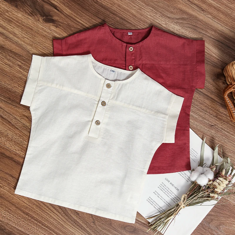 LittleClassic – Elegant & bequem – Leinenhemd für Jungen mit Knopfdetail