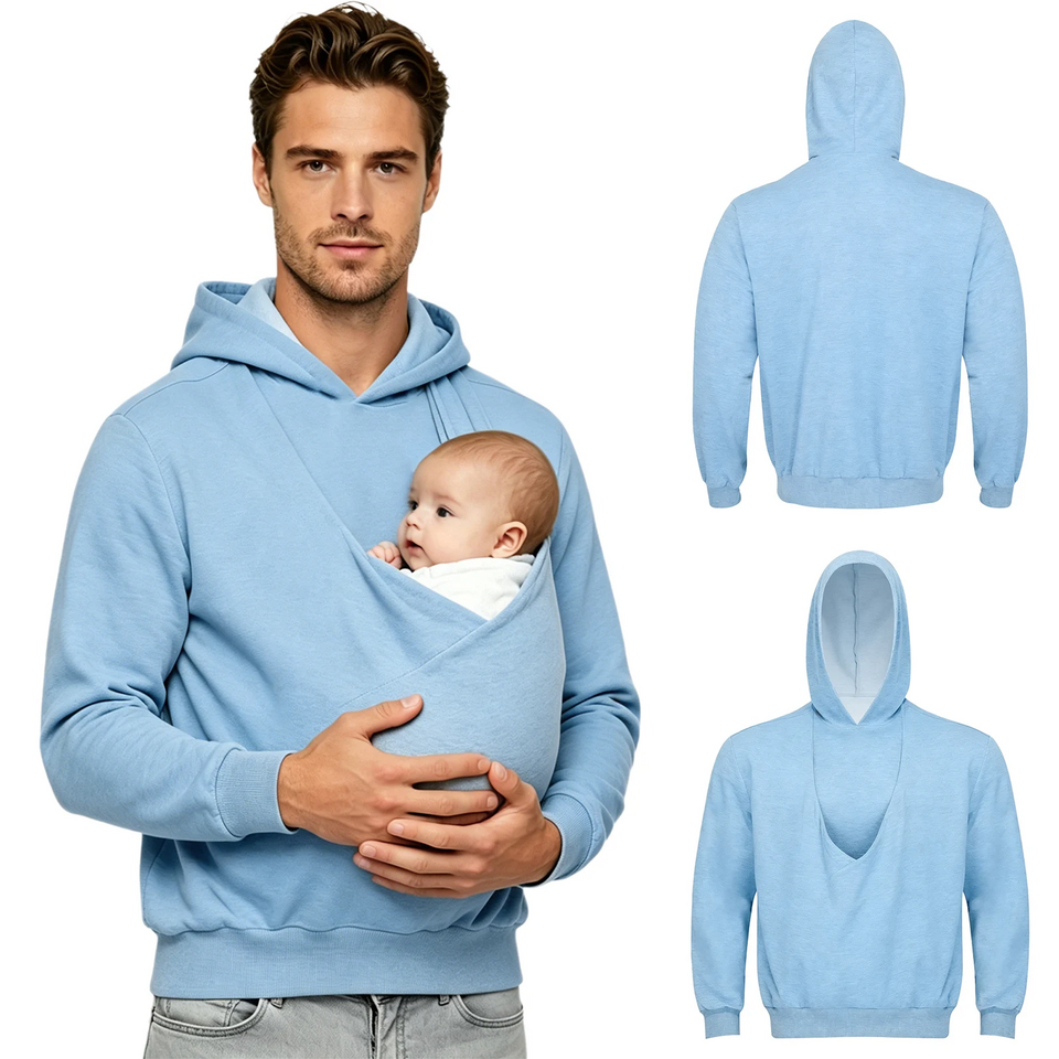CuddleDad – Bequem & praktisch – Herren-Hoodie mit Baby-Tasche