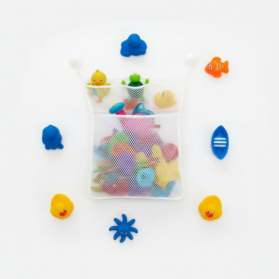 TubyTidy – Skimmelfri & rummelig – Opbevaringsnet til badeværelset til badeværelseslegetøj