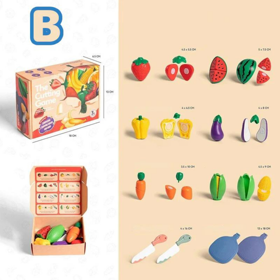 Fruitigo – Lære & lege – Montessori frugtsnitsæt