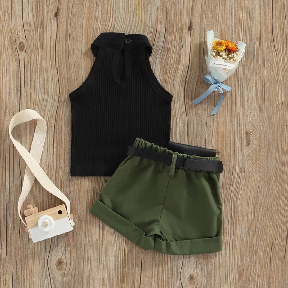 MiniFashionista – Elegant & Trends – Mädchen-Set mit Top, Shorts und Gürteltasche