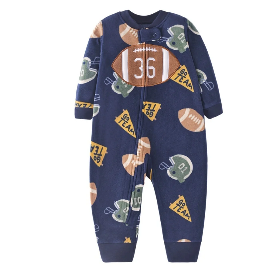 WarmBuddy – Süß & weich – Baby-Strampler aus Fleece mit Cartoon-Aufdruck