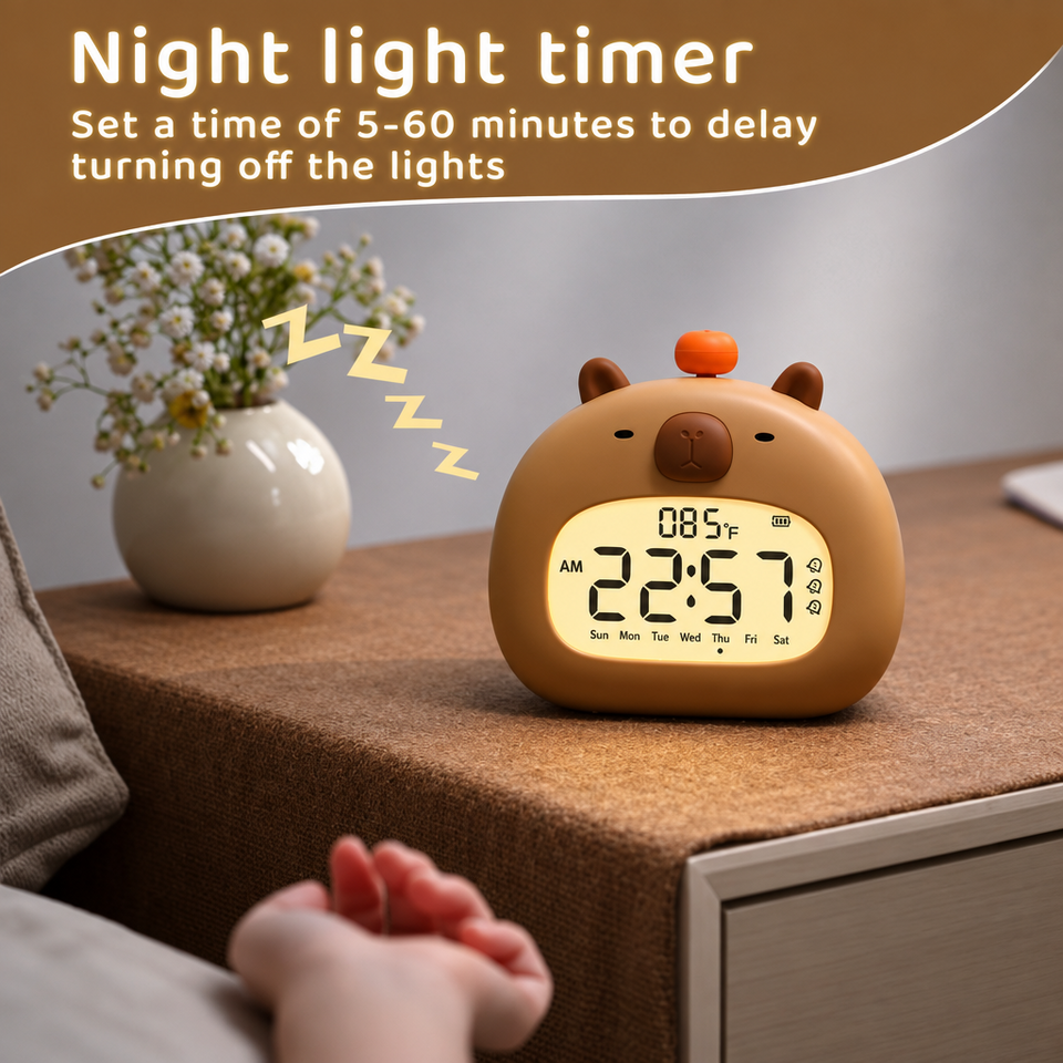 CappyClock – Niedlich & vielseitig – Digitaler Kinderwecker mit Nachtlicht