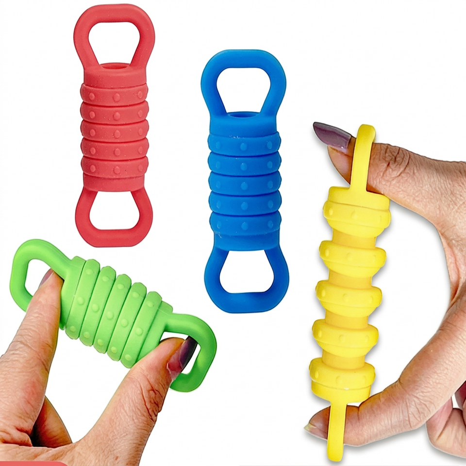 Plungy – Dehnbar & sensorisch – Fidget-Spielzeug aus Silikon (4er-Set)