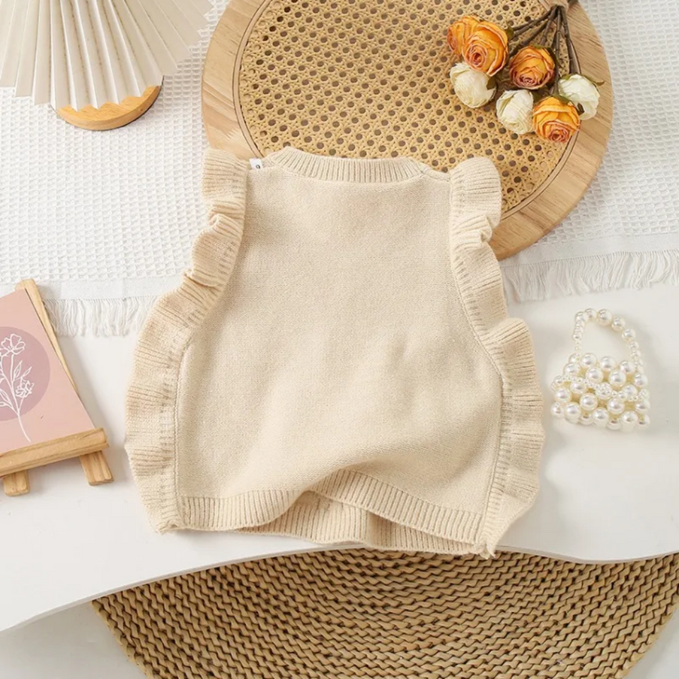 LittlePetal – Süß & bequem – Ärmellose Mädchenweste mit Blumenmuster