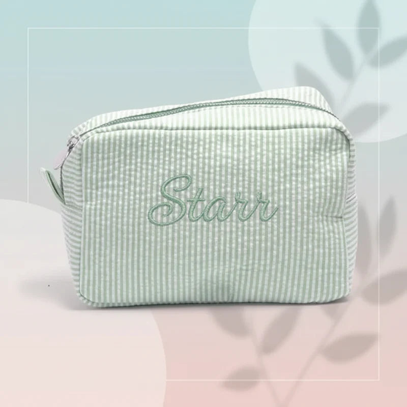 Striped Name Pouch – Individuell & stilvoll – Kosmetiktasche