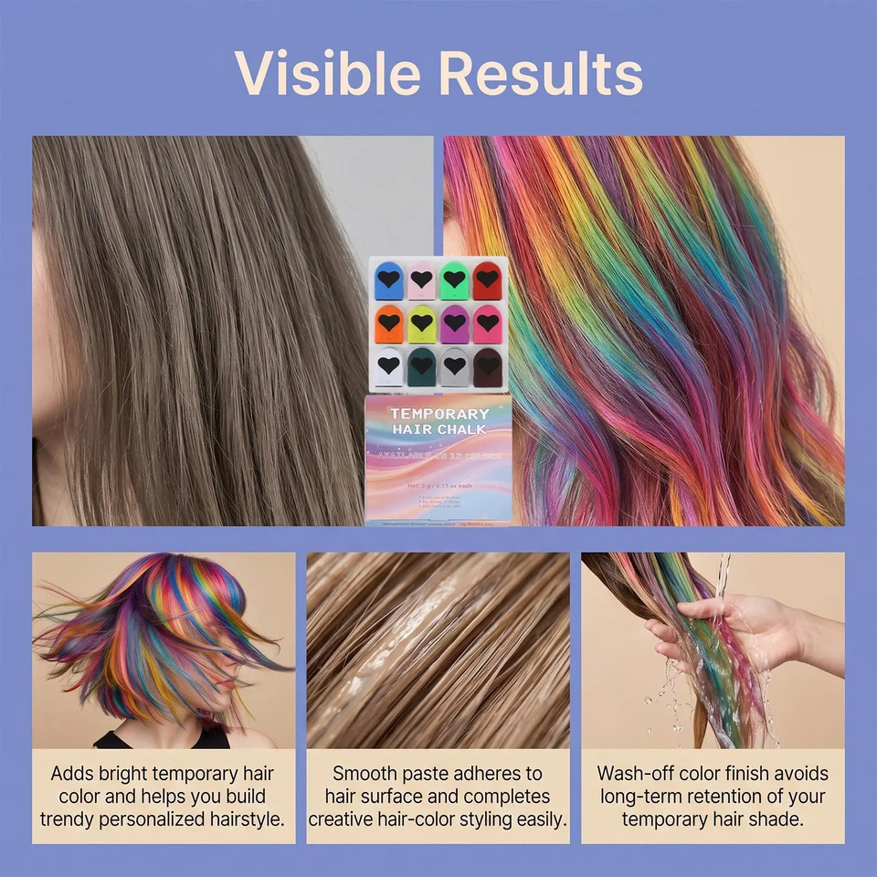 ColorPop - Haarfarbenkreide für Kinder – 12 Farben – Temporäre Haarfärbung