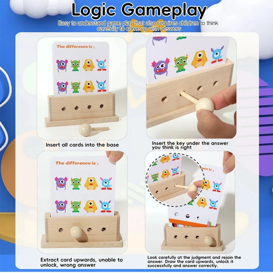 BrainyKids – Logisch & Unterhaltsam – Pädagogisches Kartenspiel aus Holz