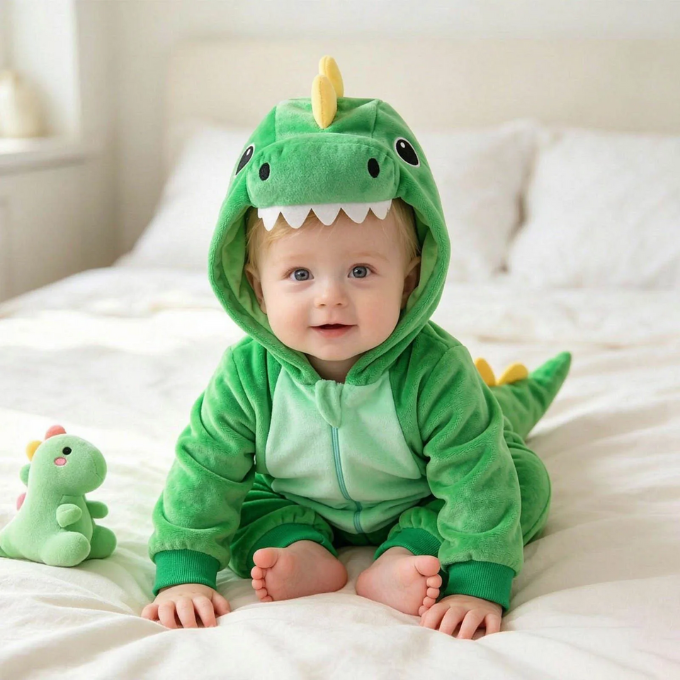 RoarBuddy – Niedlich & verspielt – Baby-Dinosaurier-Strampler mit Kapuze