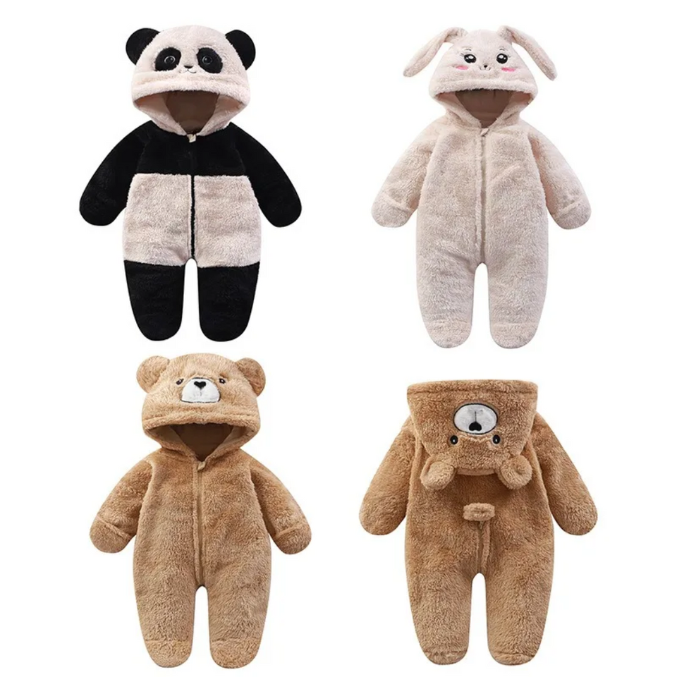 CozyBear – Weich & warm – Baby-Strampler mit Tier-Kapuze