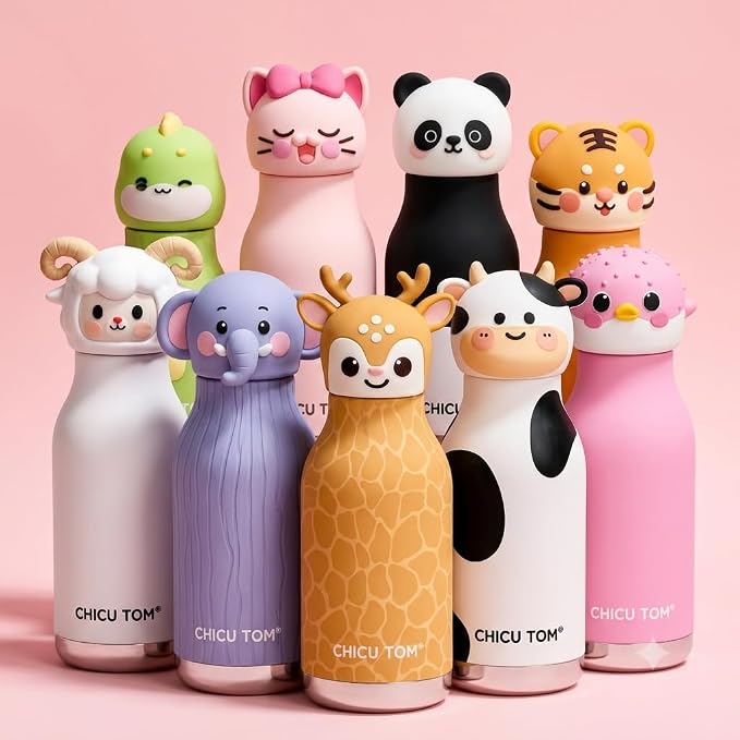 AnimalSip – Niedlich & praktisch – Kinder-Thermosflasche aus Edelstahl mit Tiermotiv