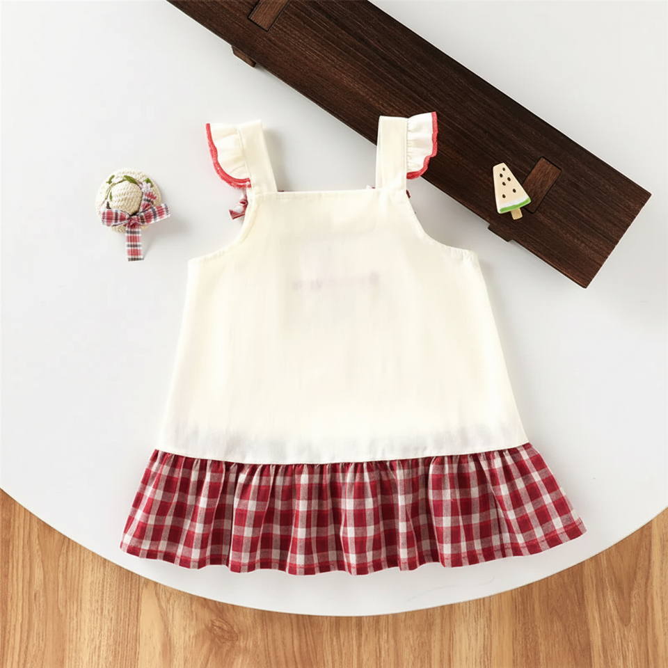 BerryBloom – Süß & bequem – Mädchenkleid mit Erdbeer- und Hasen-Aufnäher