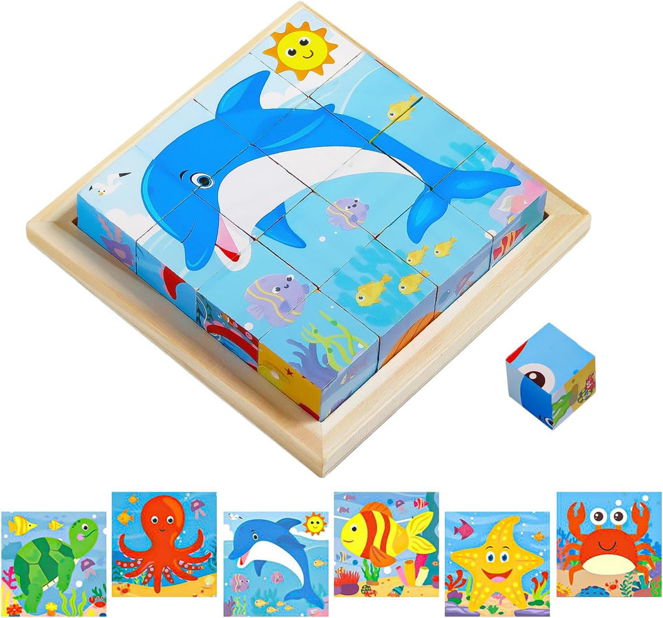 CubePuzzle – Spaß und Bildung - 3D-Holzklötze Puzzle