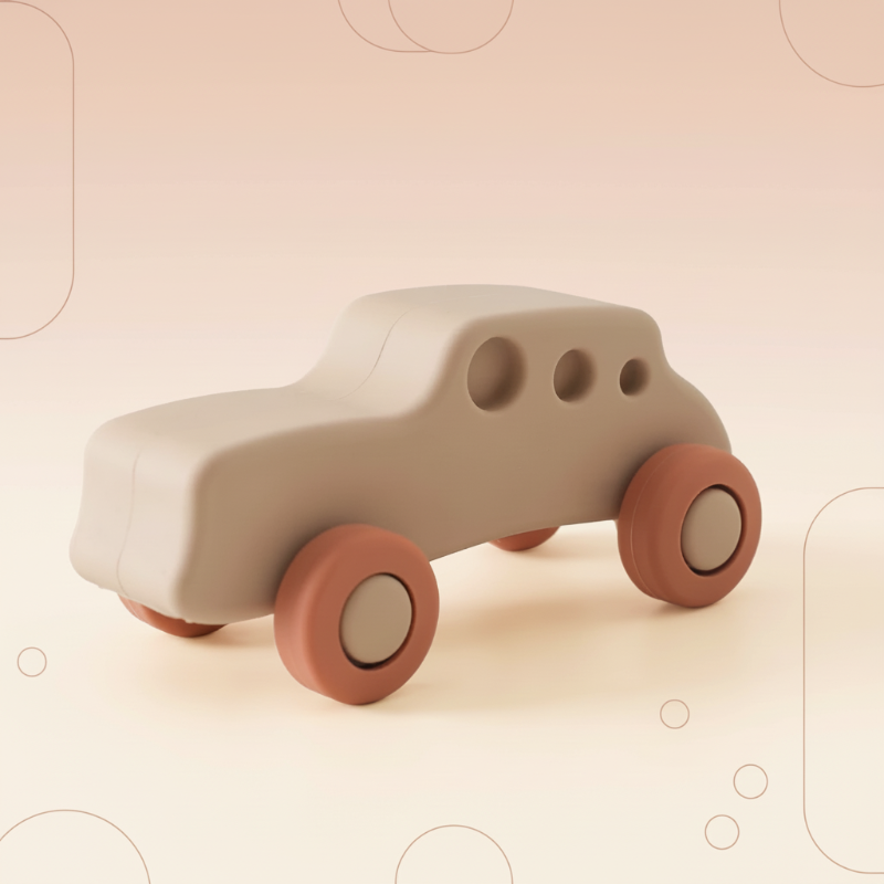 Montessori Silicone Toy Car – Sicher & bissfest – Beißspielzeug aus Silikon in Fahrzeugform