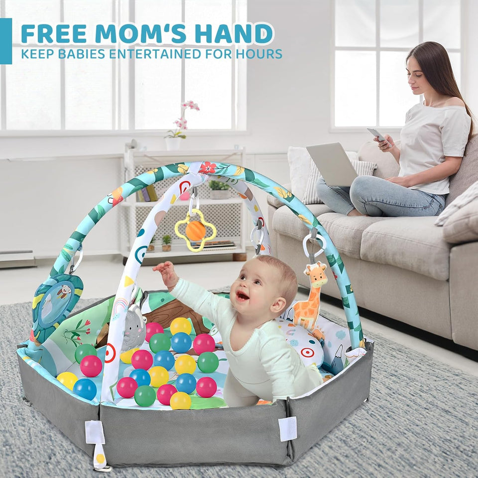 SensoryHaven – 8-in-1 Wachstum & Spiel – Baby-Spielmatte