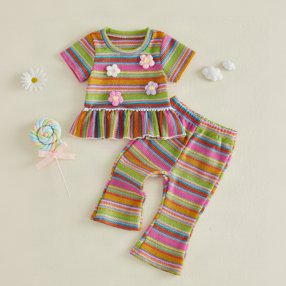 RainbowBloom – Farbenfroh & niedlich – Kinderoutfit „Flower Power“