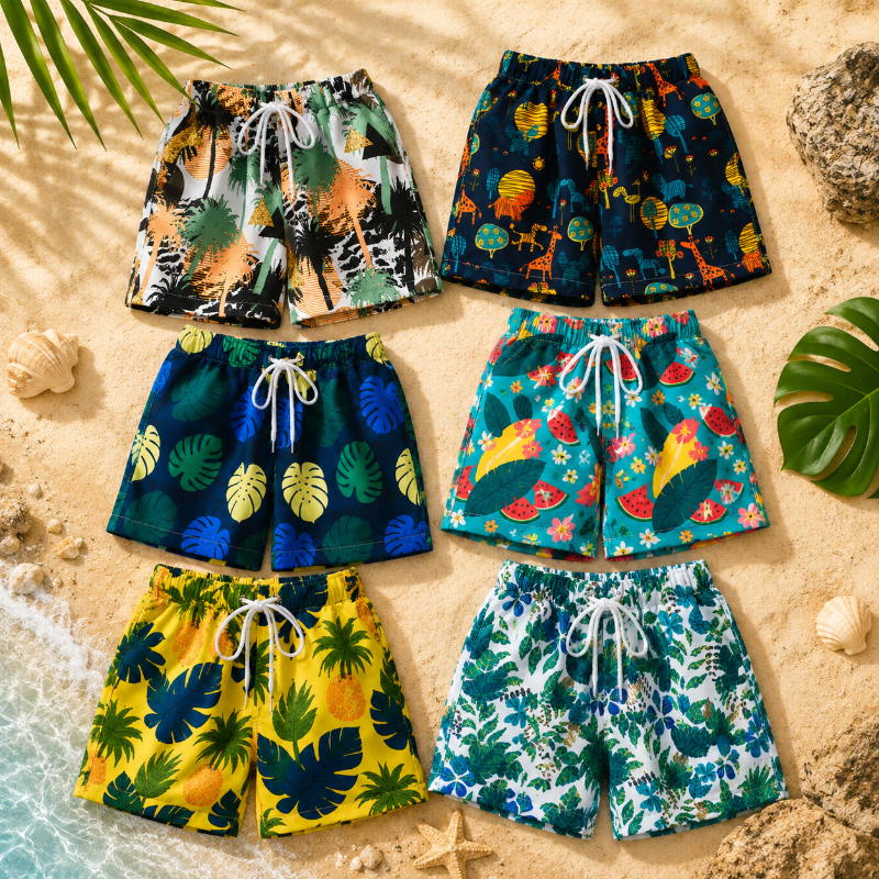 Beach Shorts – Leicht & verspielt – Tropische Kinder-Badehose