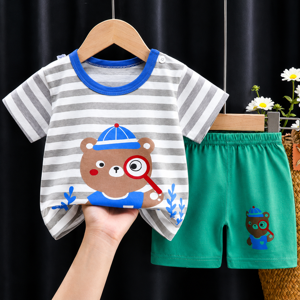 Mini Fashion™ - Løveprint - Sommersæt til drenge