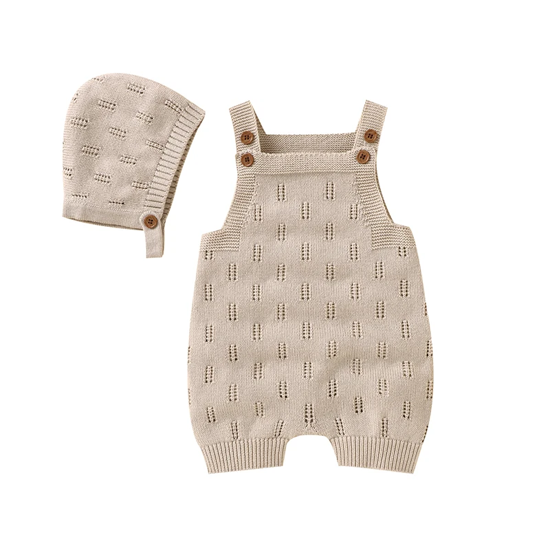 MiniCozy – Weich & bequem – Gestrickte Baby-Latzhose mit Mütze