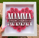 Personalized Rose Shadow Box – Unik morsdagsgave – Personlig skyggeboks med roser