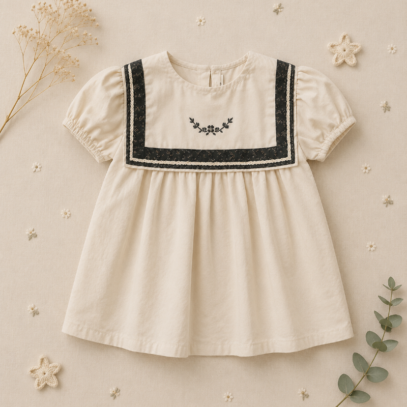Sailor Top – Elegant & bequem – Bluse mit Spitzendetails und Puffärmeln