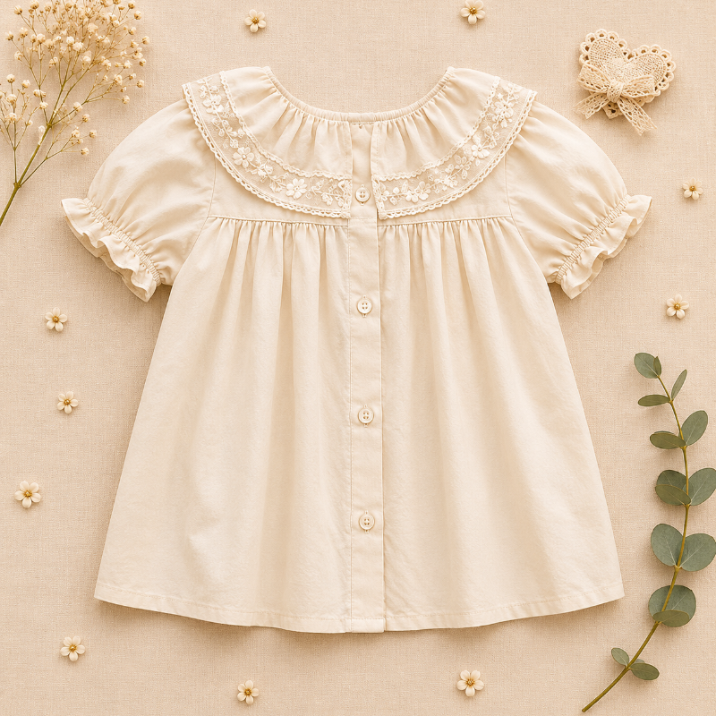 Ruffle Collar Top – Elegant und bequem – Oberteil mit dekorativem Kragen und Puffärmeln